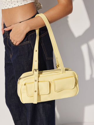 Faux Leather DOUBLE POCKET SHOULDER BAG For Date Party/Clubbing