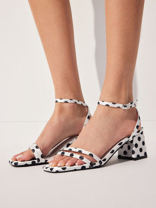 POLKA DOT CHUNKY HEELED SANDALS