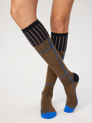 PLAID TRIM OVER THE CALF SOCKS