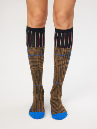 PLAID TRIM OVER THE CALF SOCKS