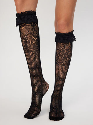LACE TRIM OVER THE CALF SOCKS