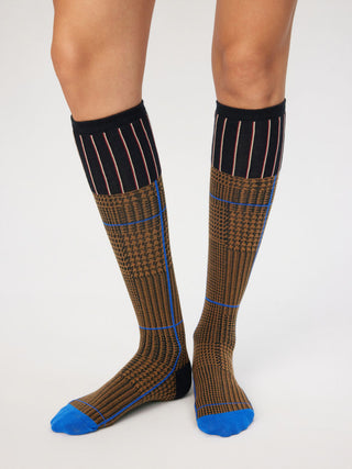 PLAID TRIM OVER THE CALF SOCKS