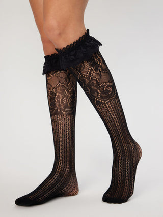 LACE TRIM OVER THE CALF SOCKS