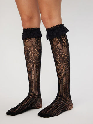 LACE TRIM OVER THE CALF SOCKS