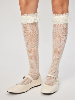 LACE TRIM OVER THE CALF SOCKS