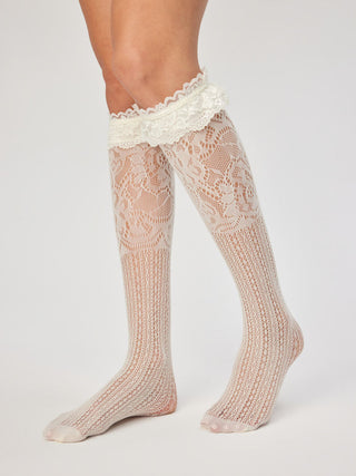 LACE TRIM OVER THE CALF SOCKS