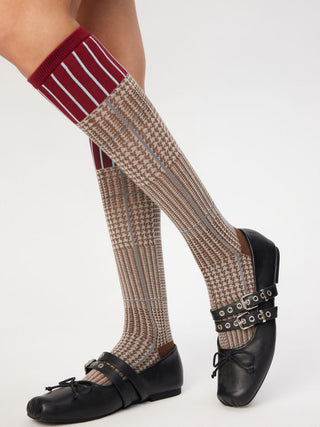PLAID TRIM OVER THE CALF SOCKS