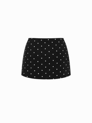 Cotton-blend Low Rise Slit Mini Skirt