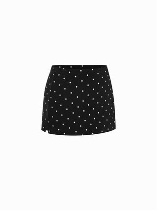 Cotton-blend Low Rise Slit Mini Skirt