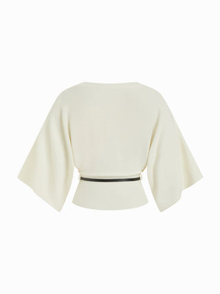 Knit Middle Sleeve Top With Belt