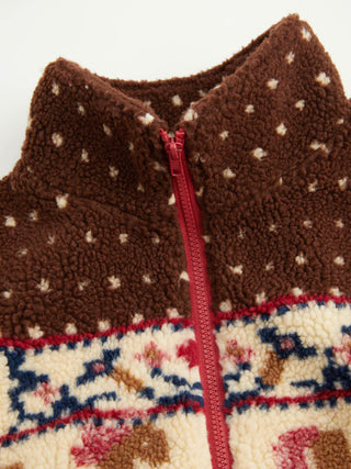 Fleece Collar Graphic Jacket
