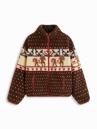 Fleece Collar Graphic Jacket