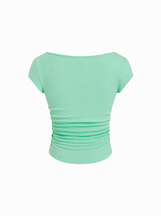 Boat Neck Ruched Tee