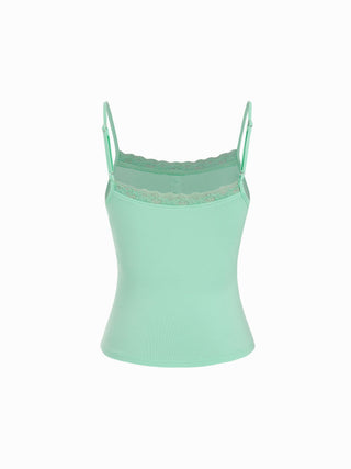 Lace Panel Ruched Henley Cami Top