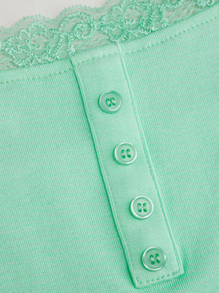 Lace Panel Ruched Henley Cami Top