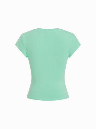 Cotton-blend Ruched Short Sleeve Tee