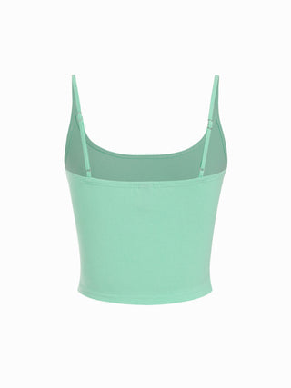 Cotton-blend Scoop Neckline Solid Adjustable Strap Cami Top