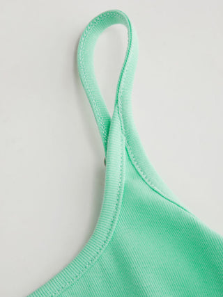 Cotton-blend Scoop Neckline Solid Adjustable Strap Cami Top