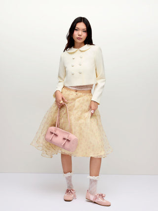 Peter Pan Collar Double Breasted Long Sleeve Blazer