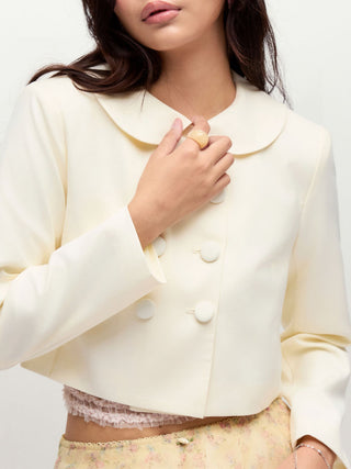 Peter Pan Collar Double Breasted Long Sleeve Blazer