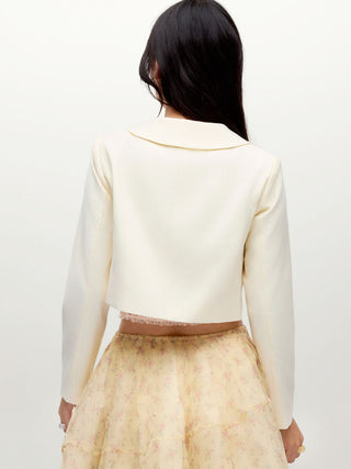 Peter Pan Collar Double Breasted Long Sleeve Blazer