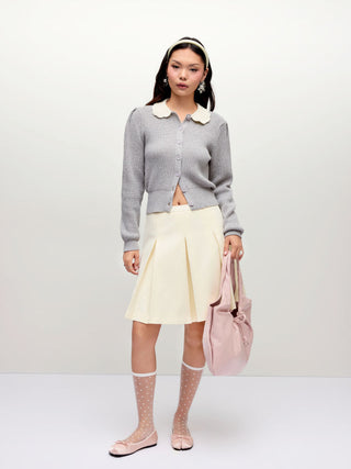 Mid Rise Pleated Midi Skirt