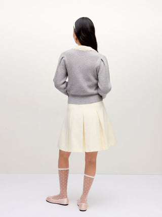 Mid Rise Pleated Midi Skirt