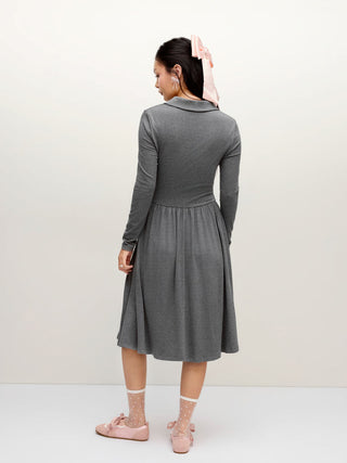 High Stretch Polo Neck Ruched Midi Dress