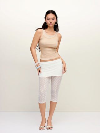 Mesh Scoop Neck Layered Tank Top