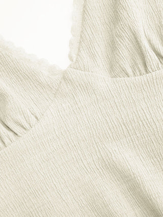 Textured Halter Neck Lace Trim A-line Mini Dress