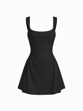 Scoop Neck Ruched A-line Tank Mini Dress
