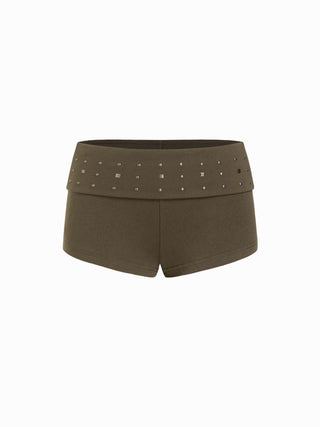 Cotton-blend Low Rise Metal Detail Micro Shorts