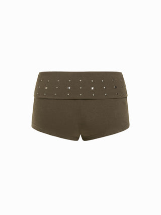 Cotton-blend Low Rise Metal Detail Micro Shorts