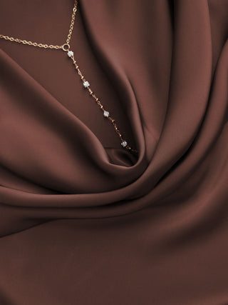 Satin Cowl Neck Backless Metal Detail A-line Mini Dress