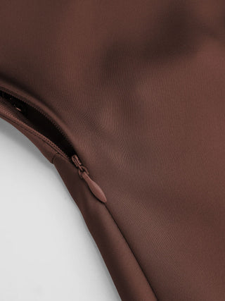 Satin Cowl Neck Backless Metal Detail A-line Mini Dress