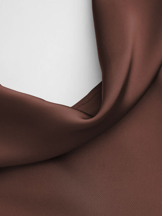 Satin Cowl Neck Backless Metal Detail A-line Mini Dress