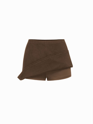 Cotton-blend Low Rise Slit Mini Skirt