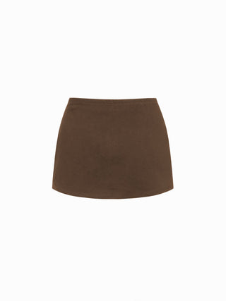 Cotton-blend Low Rise Slit Mini Skirt