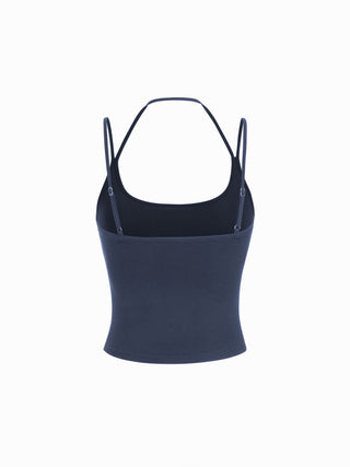 Cotton-blend Halter Neck Double Strap Cami Top