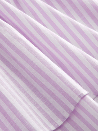 Cotton-blend Stripe Drawstring Ruffle Hem Tank Top & Low Rise Drawstring Trousers Loungewear Set