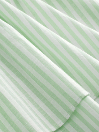 Cotton-blend Stripe Drawstring Ruffle Hem Tank Top & Low Rise Drawstring Trousers Loungewear Set