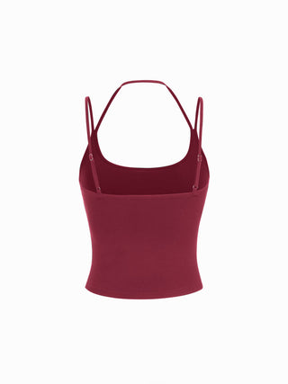 Cotton-blend Halter Neck Double Strap Cami Top