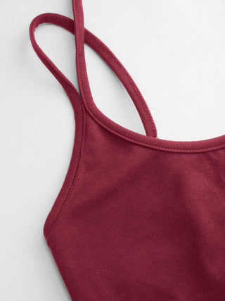 Cotton-blend Halter Neck Double Strap Cami Top