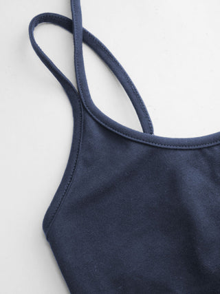 Cotton-blend Halter Neck Double Strap Cami Top