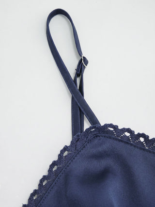 Sweetheart Neckline Polka Dot Lace Trim Knotted Cami Top