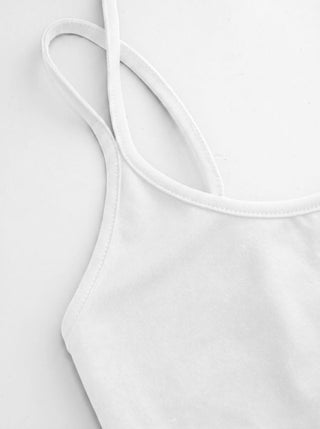 Cotton-blend Halter Neck Double Strap Cami Top