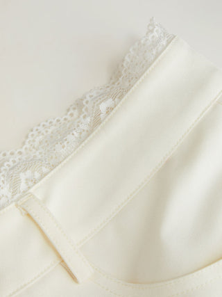 Lace Trimmed Low Rise Wide Leg Trousers