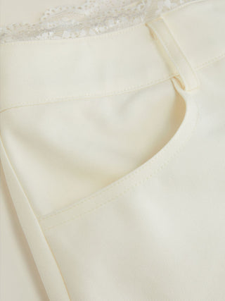 Lace Trimmed Low Rise Wide Leg Trousers