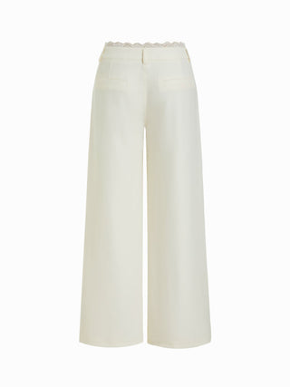 Lace Trimmed Low Rise Wide Leg Trousers