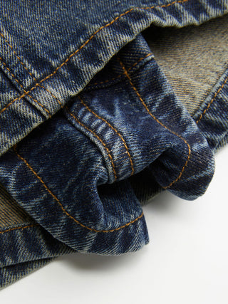 Washed Denim Split Low Rise A-line Mini Skort